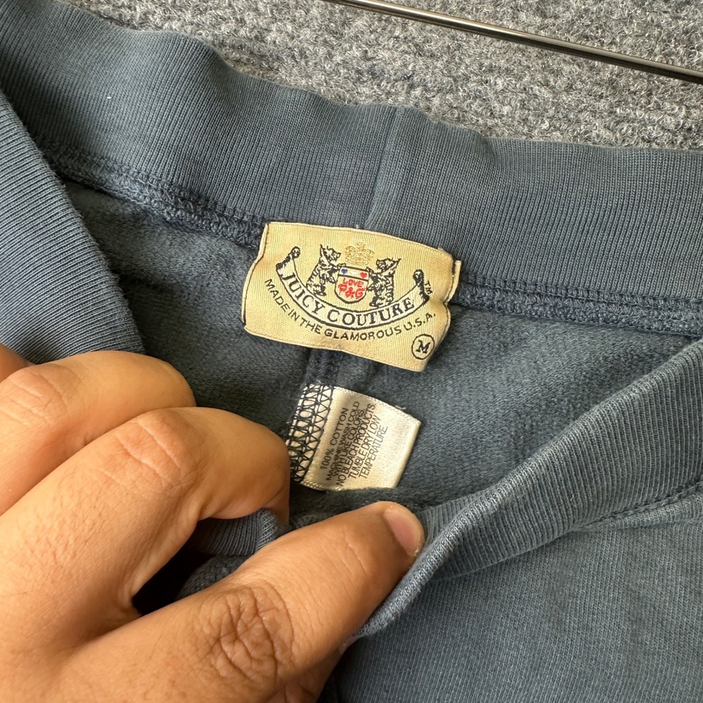 Vintage Juicy Couture Sweatpants Womens Medium Blue Y2K Wide Leg Lounge Pants - Picture 5 of 14